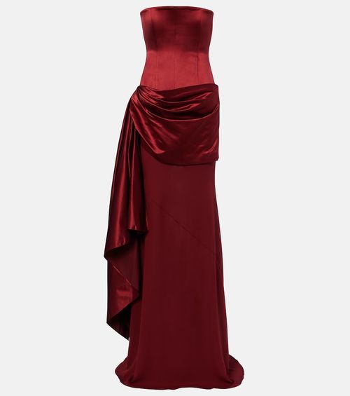 Draped silk corset gown