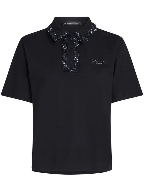 Bouclé polo shirt - Black