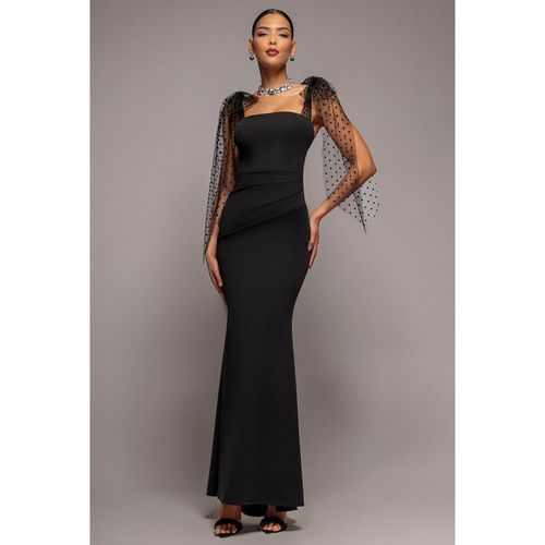 Goddiva Scuba & Polka Mesh Bella Bow Multiway Maxi Dress - Black