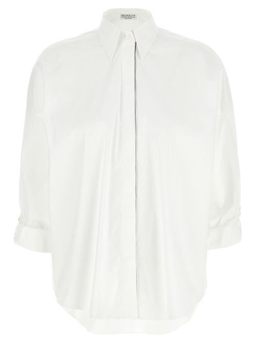 Stretch Cotton Poplin Blouse — White