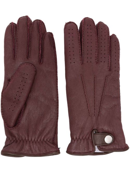 Perforated-detail leather gloves - Red