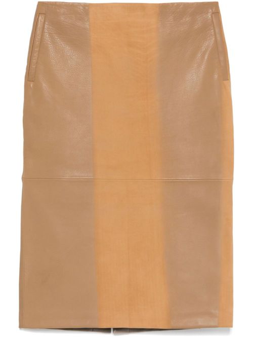 Scuffed-leather midi skirt - Neutrals