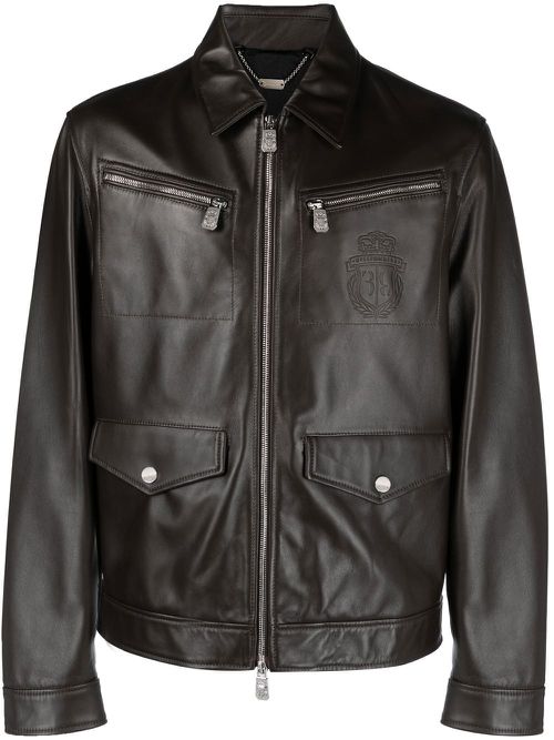 Leather bomber jacket - Brown