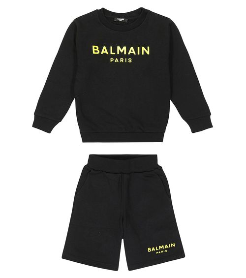 Cotton fleece sweatshirt and shorts set