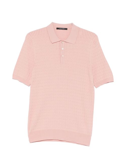Men's Cable-Knit Polo Shirt with Ribbed Details