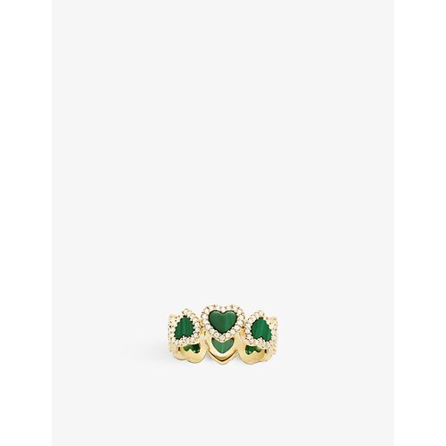 Womens Yellow Gold Malachite Heart 18ct Yellow Gold-plated Metal Alloy and Zirconia Ring 