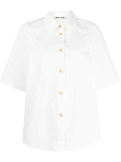 Pointed-collar cotton shirt - White