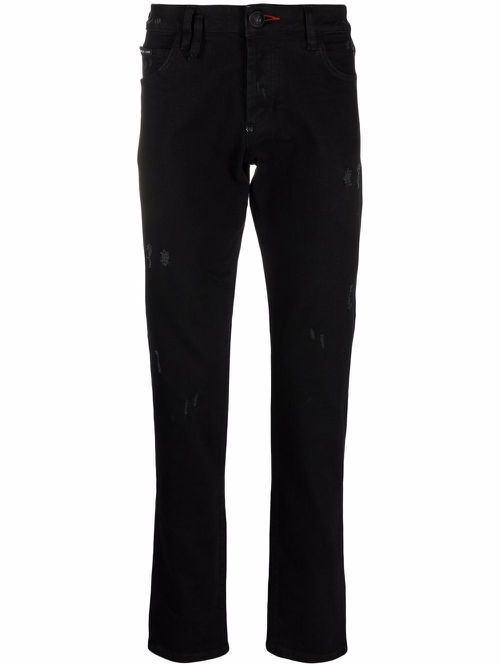 Straight-cut denim jeans - Black