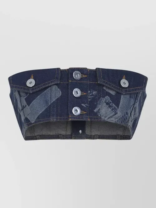 Jean Paul Gaultier - denim bustier top strapless button pocket