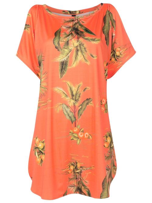 Floral-print cold-shoulder dress - Orange