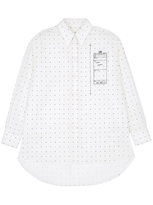Polka-dot print cotton shirt - White