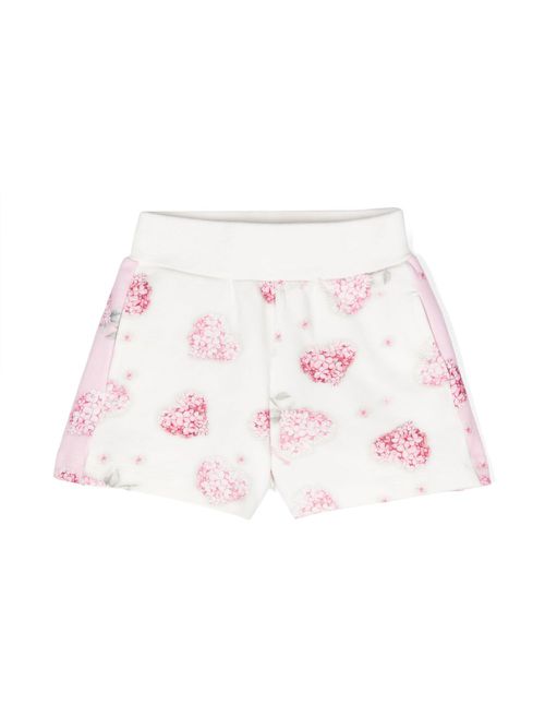 Floral heart-print shorts - White