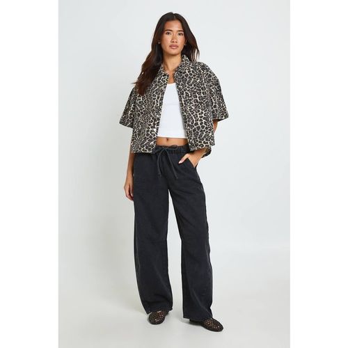 Boohoo Women's Leopard Print Denim Shirt