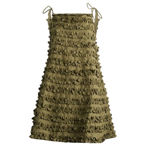 Women's Leili Ruffle Mini Dress in Olive