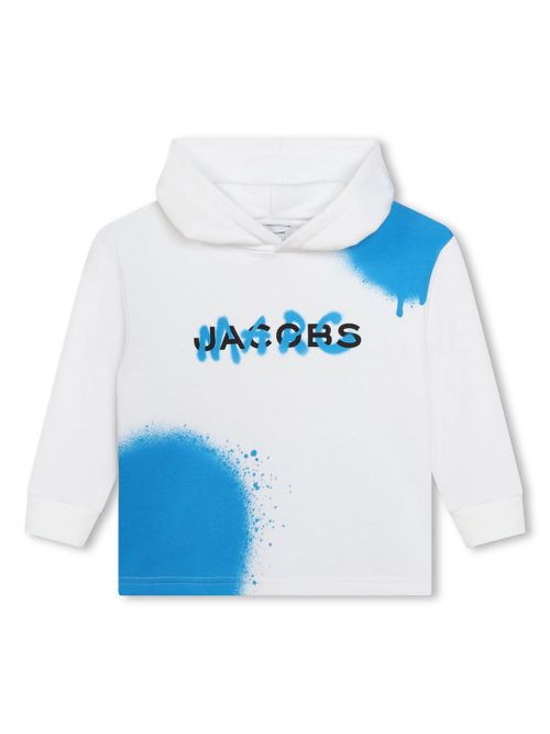 Logo-print spray-paint hoodie - White