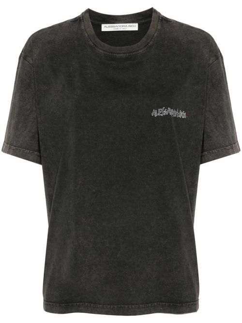Crystal-embellished graphic-print T-shirt - Grey