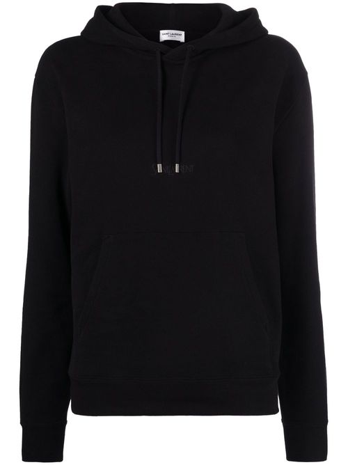Logo-print drawstring hoodie - Black