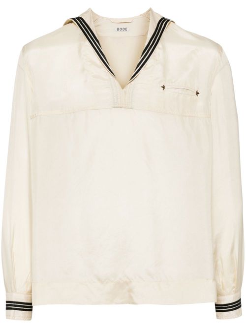 Cricket sailor-collar silk top - Neutrals