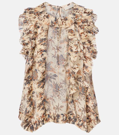 Sabra printed silk-blend chiffon top