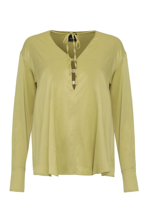 Shirt-Style Viscose Blouse with Buttoned Cuffs