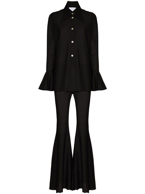 Cosmos lurex-detailing pajama set - Black