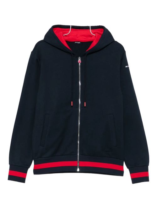 Contrast-Band Cotton Sweatshirt — Navy