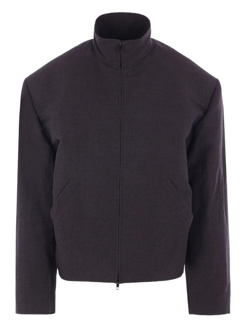 High-collar padded-shoulder jacket - Black