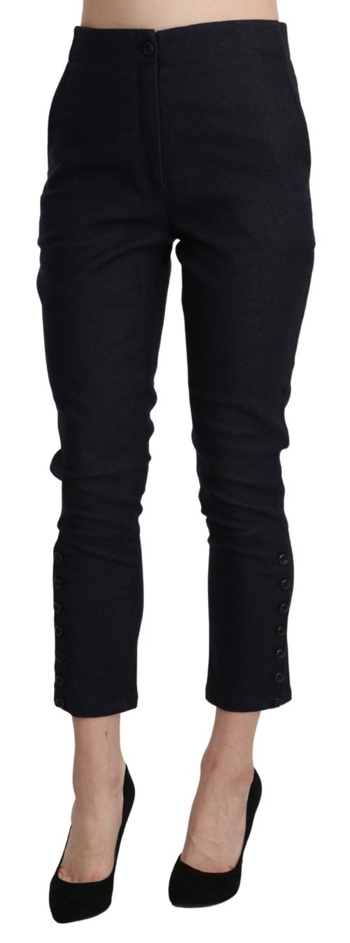 High-Waist Cropped Cotton Bermudas — Black