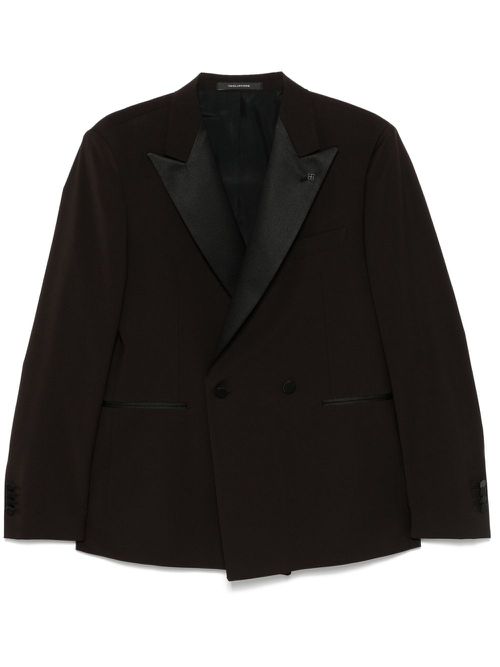 Brooch-detail blazer - Brown