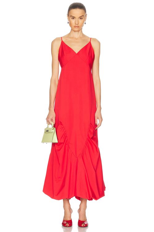 AnOnlyChild Lucia Slip Dress in Red - Red.  S also in L