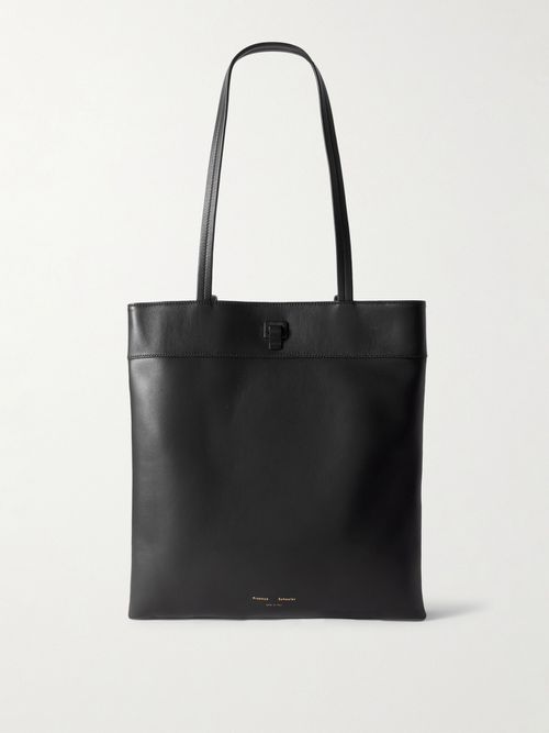 Split Leather Tote Bag - Black