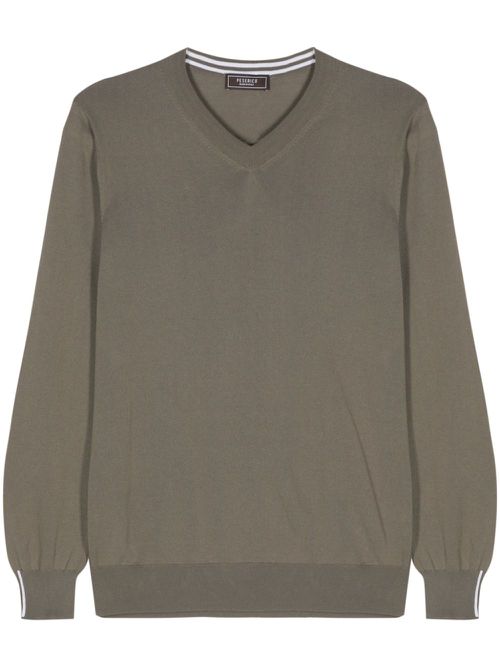 Fine-ribbed cotton jumper - Green