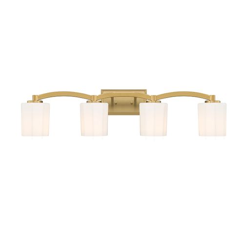 Warm Brass Four Light Bathroom Vanity from the Whitney Collection