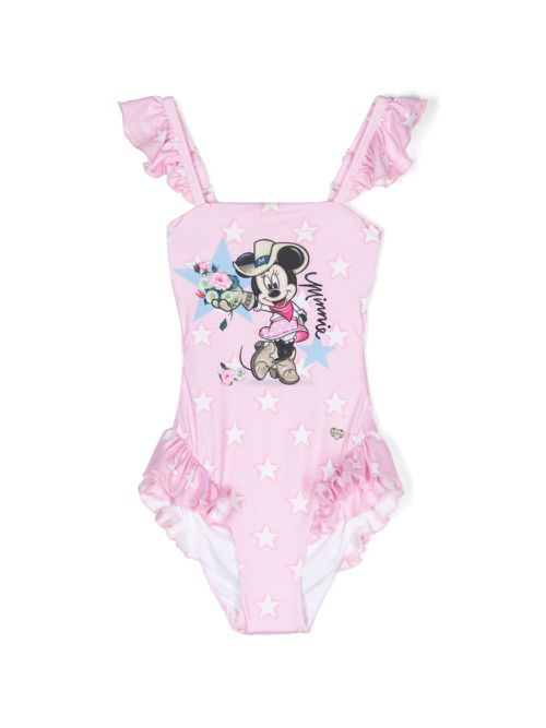 Graphic-print open-back swimsuit - Pink