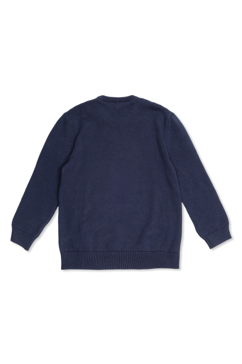 Sweater With Printed Logo, Unisex, Navy Blue