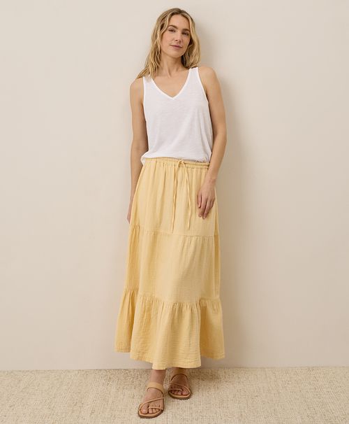 Women's Sungold Coastal Double Gauze Tiered Maxi Skirt