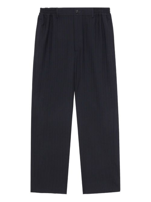 Pinstripe elastic-waist trousers - Blue