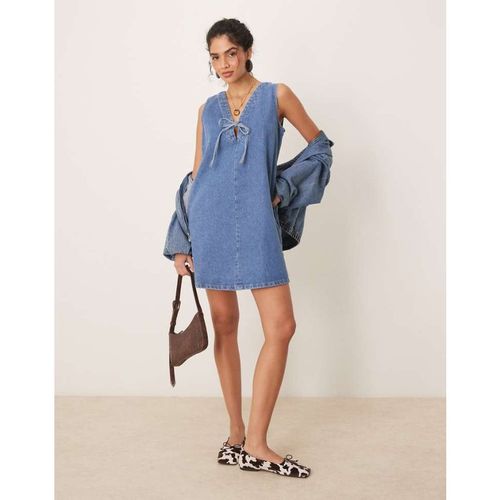 Nobody's Child Womens Lykke a-line denim pinny mini dress in mid wash - Blue