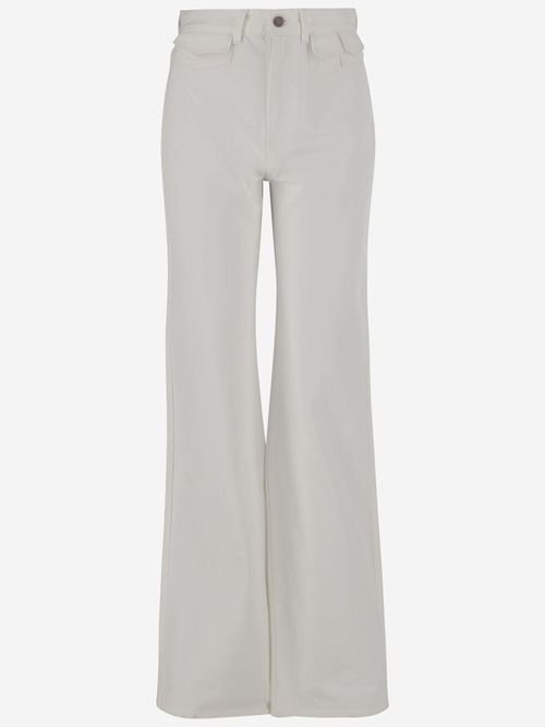 High-Waist Cotton Flared Jeans — White