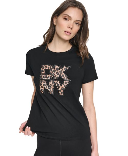 Women's Stacked Puff Outline Short-Sleeve T-Shirt - Black