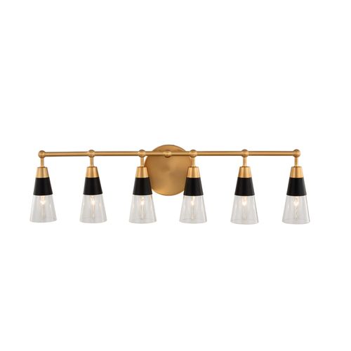 Ponti 6-Light Bathroom Vanity Light in Matte Black with New Bra