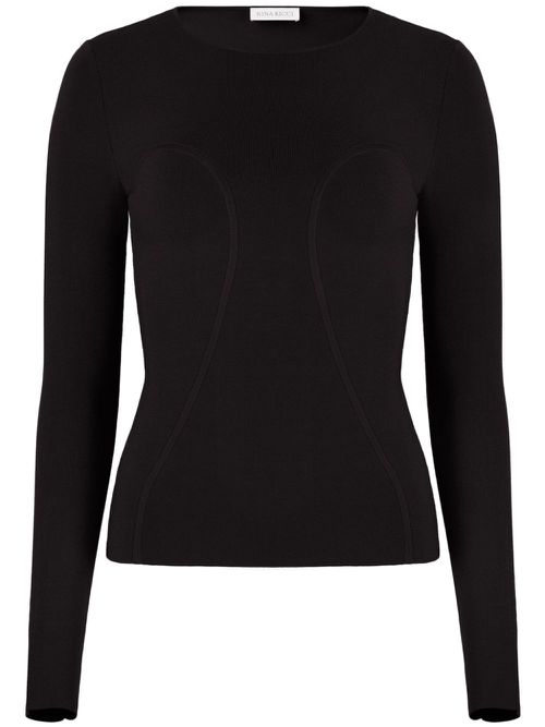 Round-neck knitted top - Black