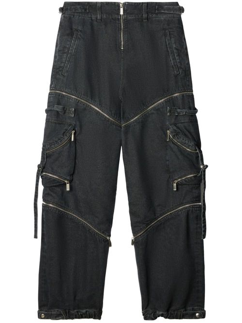 Zip denim cargo pants - Grey