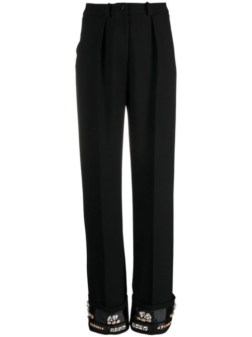 Cosmo crystal-embellished straight-leg trousers - Black