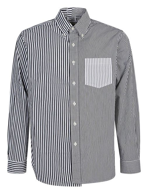 Contrast Striped Cotton Shirt — White