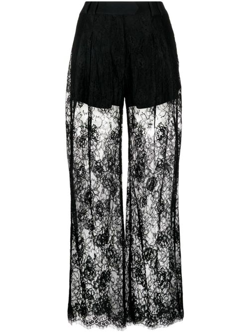 Wide-leg lace trousers - Black