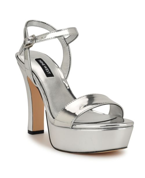 Women's Solas Adjustable Ankle Strap Dress Sandals - Silver Mirror Metallic
