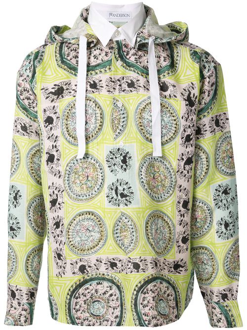Mystic Paisley hooded shirt - Green