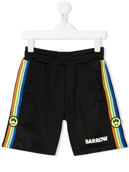 Rainbow-stripe track shorts - Black