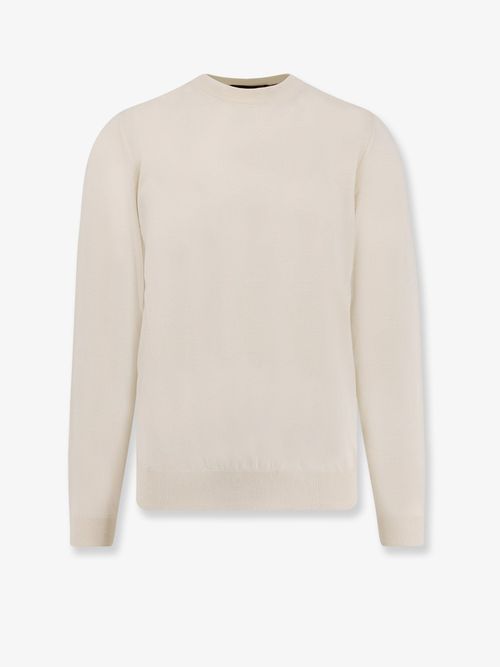 Wool-Silk-Cashmere Crew-Neck Sweater — White